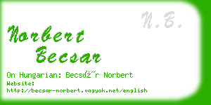 norbert becsar business card